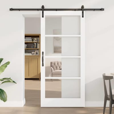 vidaXL - Schuifdeur - ORKDAL - Wit - en - Zwart - 93 - x - 202 - cm