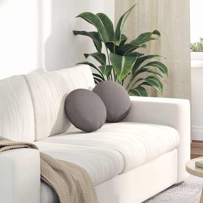 vidaXL - Zitkussens - 2 - st - Stof - Taupe - Ø30 - x - 13 - cm