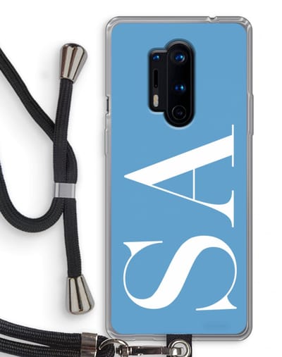 Gepersonaliseerd - Case Company® - Hoesje met koord geschikt voor OnePlus 8 Pro hoesje met Koord - Monogram N°2 - Telefoonhoesje met Zwart Koord - Bescherming aan alle Kanten en Over de Schermrand