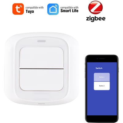 ZigBee Dubbele Slimme Scèneschakelaar Drukknop voor DIY Domotica Scènekoppeling APP Afstandsbediening ZigBee