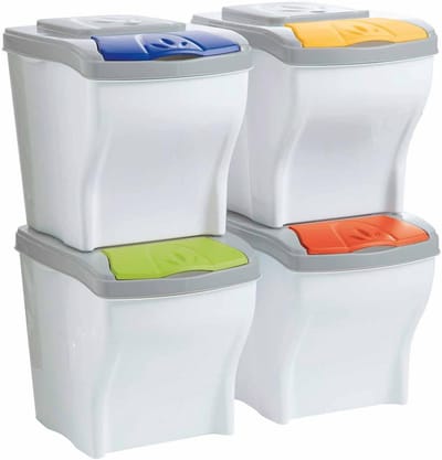 Set van 4 vuilnisemmers voor 20 vuilniszakken - Ideaal voor Afvalbeheer
