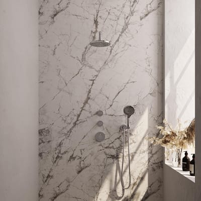 Brauer Chrome Edition Thermostatische Regendoucheset Inbouw - Hoofddouche 20 cm - Gebogen Wandarm - Handdouche 3 Standen - Doucheslang - Wandaansluitbocht - Chroom