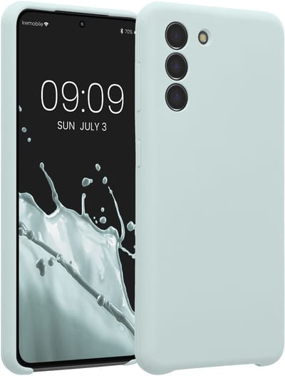 kwmobile telefoonhoesje geschikt voor Samsung Galaxy S21 - TPU backcover met siliconen coating - Smartphone case in cool mint