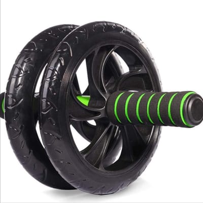Buikwiel Set - Buikspierroller - Core Training - Dubbele Wielen - 1.4 Kg - Zwart