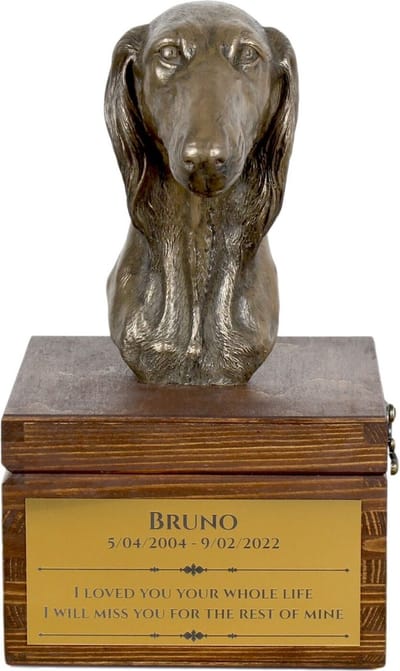 Urn hond voor hondenas met beeldje van Saluki, Perzische Greyhound en meer