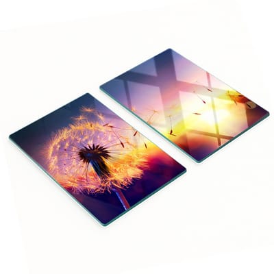 Multifunctionele decoratieve glazen borden met paardenbloemprint 2x40x52 cm
