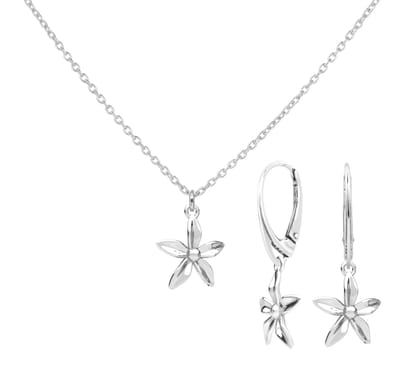 ARLIZI 2390 Sieradenset bloem hanger - sterling zilver - ketting oorbellen