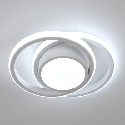 Dubbele cirkelvormige ijzeren LED-plafondlamp - wit, 32W, 6500K wit licht