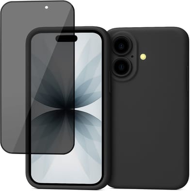 Hoesje geschikt voor iPhone 17 - Privacy Screenprotector Volledig Dekkend Glas - Mat Back Case Zwart