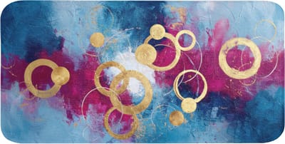 WC mat 120x60 cm - Antislip - Cirkels - Goud - Abstract - Toiletmat - Vloermat - Douchemat - Toilet tapijt - Toiletmatten