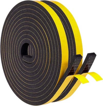 Zelfklevende afdichtingstape 9 mm x 6 mm - 10 m - deuren en ramen - schuimrubber - geluidsisolatie - zwart