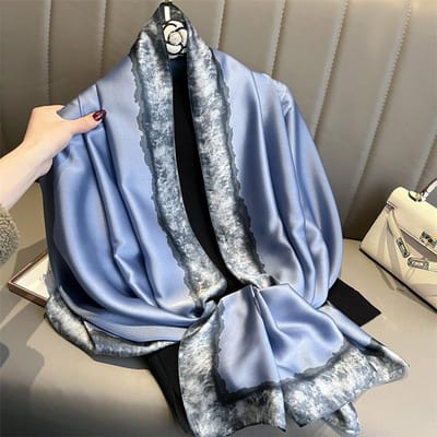 Écharpe en Soie Satinée Mode 180x90cm Châle Large de Luxe pour Femmes Hijab Musulman Bandeau Stoles de Plage Foulard Bandana Turban Féminin One Size gray