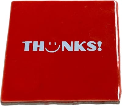 Hippe tegeltje met tekst: Thanks | Rood met pastel blauw | Gepersonaliseerde cadeau | Hippe Spreuktegel | Nieuwe woning cadeau | Housewarming cadeau