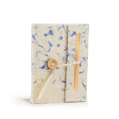 Mini Lokta Mixed Blue Cotton Notebook Lrg (12x8cm) 40 leafs