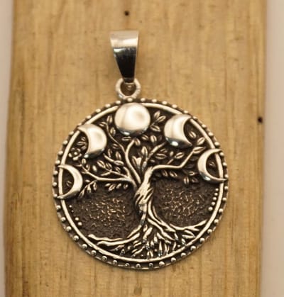 Sterling zilveren hanger levensboom met manen in verschillende vormen - levensboom hanger 925 zilver - prachtige bomen hanger van zilver - boom des leven hanger voor aan ketting - leuke zilveren bomen - tree of life pendant silver