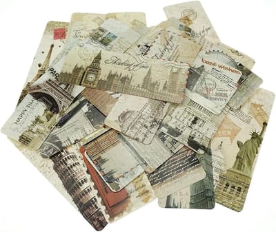 Vintage boekenleggers set van 30 stuks, papieren boekenleggers met landschappen en architectuur, perfect voor studenten en boekenliefhebbers, kantoormateriaal