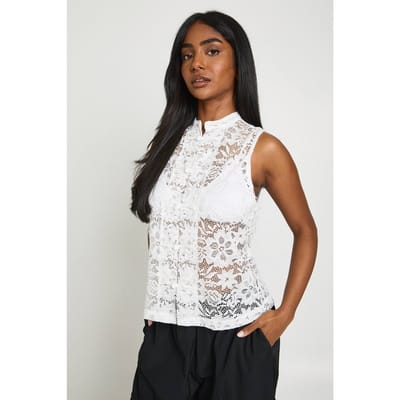 boohoo Dames Gilet Met Kanten Randdetail | Wit | Maat: 38