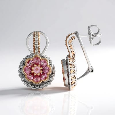 Cavill - 925 Sterling Zilveren Oorbellen - 2,58 ct Roze Spinel - Elegante Druppelvormige Tanzanian Spinel - Zirkonia Accenten
