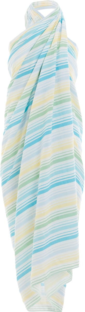 Knit Factory Viva Pareo - Sarong - Stranddoek - Strandlaken - Strandjurk voor Dames - Stola - XL Sjaal - Zomer Must-have - Pacific Blue - 100% Katoen