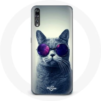 Hoesje voor Huawei p20 Cat Paarse Brilstijl paars