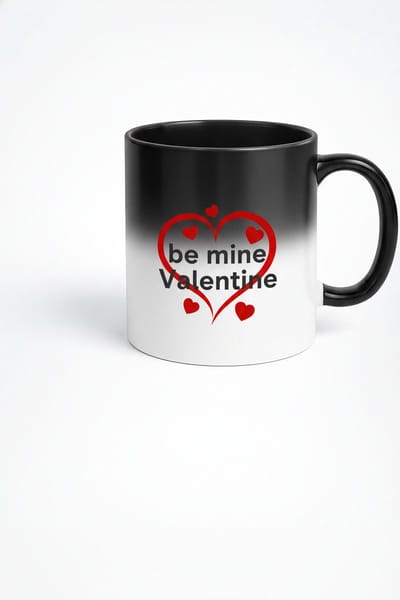 Magische Valentijn Mok 'Be Mine Valentine' - Zwart naar Wit Kleurveranderend Hittegevoelig Cadeau