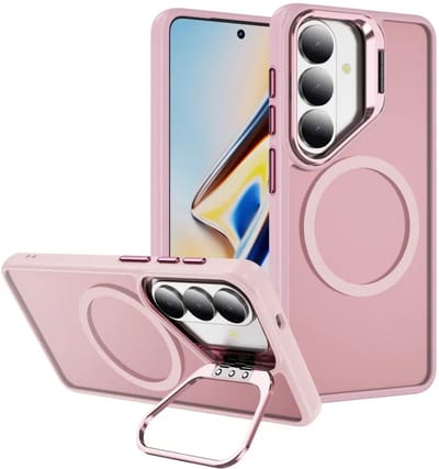 Hoesje Geschikt voor Samsung Galaxy S26 - Compatibel met MagSafe & Qi2 - Back Cover met Standaard - Camera Kickstand - Roze