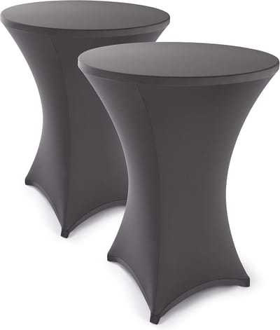 Statafelhoezen Set - Stretch Hoezen - Feestelijke Decoratie - Strijkvrij Oeko-Tex - Ø 80-85cm - Antraciet