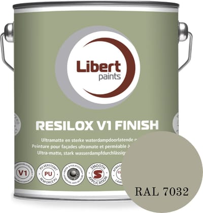 Libert Resilox V1 Finish – Ultramatte Siloxaan Gevelverf – Waterdampdoorlatend & Waterafstotend – Kiezelgrijs RAL 7032 – 2,5L