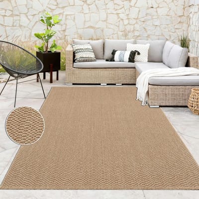 Effen Jute-Look Tapijt voor Binnen en Buiten - Weerbestendig en Robuust - 80x150 cm