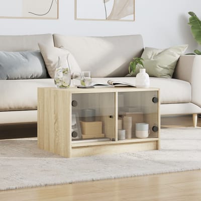 vidaXL - Salontafel - met - glazen - deuren - 68x50x42 - cm - sonoma - eikenkleurig