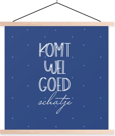 Posterhanger incl. Poster 40x40 cm - Schoolplaat - Beterschap - Quote - Liefde - Textielposter - Blanke latten