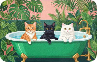WC mat 80x50 cm - Antislip - Badkamer - Kattenparade - Kleurrijk - Toiletmat - Vloermat - Douchemat - Toilet tapijt - Toiletmatten