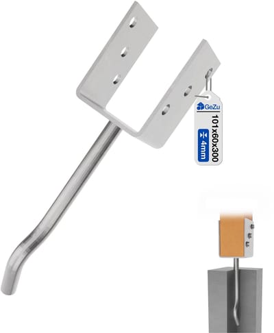 GeZu Impex U Paalhouder met gebogen pen Thermisch verzinkt 101 x 300 mm pergoladrager paaldrager paalsteun