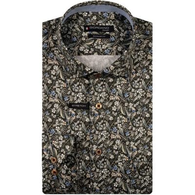 Giordano Overhemd Maggiore Satin Stretch Allover Flower Pattern Groen-Multi / male