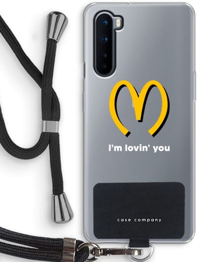 Case Company® - Hoesje met koord geschikt voor OnePlus Nord hoesje met Koord - I'm lovin' you - Telefoonhoesje met Zwart Koord - Bescherming aan alle Kanten en Over de Schermrand