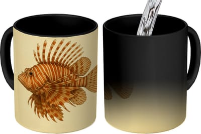 Magische Mok - Foto op Warmte Mokken - Koffiemok - Strepen - Vis - Rond - Stekels - Magic Mok - Beker - 350 ML - Theemok