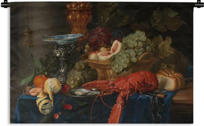 Wandkleed - Wanddoek - Stilleven met een gouden bokaal - Schilderij - Oude meesters - 180x120 cm - Wandtapijt