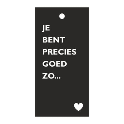 Luxe Bloemenkaartje - Wenskaartje - Cadeaukaart - Zwart - Precies Goed - Met boorgaatje - 20 Stuks