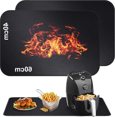 Hittebestendige vuurvaste onderlegger - glasvezel siliconen mat - brandwerende mat voor tafelblad - hittebestendige mat voor luchtfriteuse - koffiezetapparaat magnetron - antislip waterdicht - 40 x 60 cm