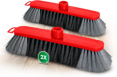 Novaliv set van 2 kamerbezems 30 cm FIJNE SYNTHETISCHE HAREN veegbezem rood halbezem - ZONDER steel ALLEEN bezemkop - halbezem met draad geschikt voor 22mm bezemstelen - spinnenwebbezem kamerbezem Magic Broom