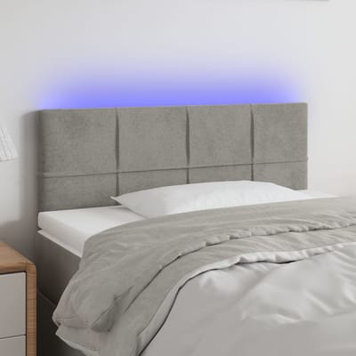 vidaXL - Hoofdbord - LED - 80x5x78/88 - cm - fluweel - lichtgrijs