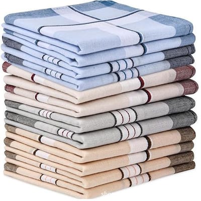PromoHome Set zakdoeken van katoen, 12 stuks, 40x40 cm, stoffen zakdoek, herbruikbaar - klassiek ruit