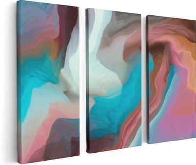 Artaza Canvas Schilderij Drieluik Abstracte Kunst - Kleurrijke Golven - 120x80 - Foto Op Canvas - Canvas Print