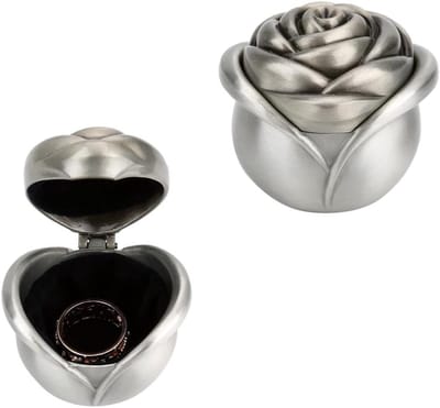Sierlijke vintage bloemenjuwelenbox van metaal voor ringen en sieradenopslag, roze, antiek ontwerp