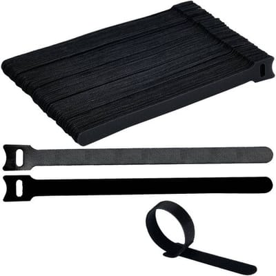 TRU COMPONENTS T24CA058 Klittenband kabelbinder Om te bundelen Haak- en lusdeel (l x b) 200 mm x 12 mm Zwart 100 stuk(s)