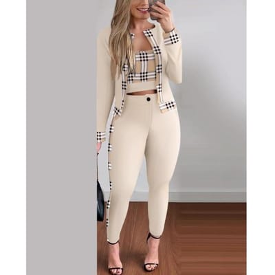 Lente en Herfst Europese en Amerikaanse stijl dames vest cardigan legging driedelige set M gray