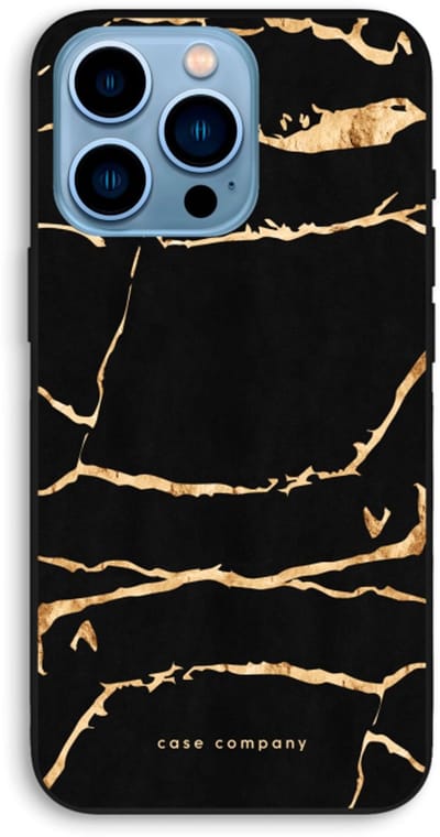 Case Company® - Hoesje geschikt voor iPhone 13 Pro Max hoesje - Gouden marmer - Biologisch Afbreekbaar Telefoonhoesje - Bescherming alle Kanten en Schermrand