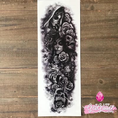 GetGlitterBaby® - Tattoo Sleeve / Tijdelijke Henna Plak Tattoos / Nep Tatoeage voor Volwassenen / Fake Temporary Tattoo - Rozen / Roses
