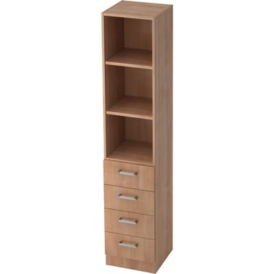 TARVIS combi-boekenkast, 5 OH, 2 legborden, 4 laden, B 405 x D 420 x H 2004 mm, notendecor