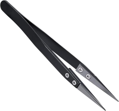 Keramisch Pincet - Hittebestendig Precisie - Elektronica Reparatie - Niet-geleidend Materiaal - 13 cm Lengte - Zwart